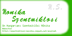monika szentmiklosi business card