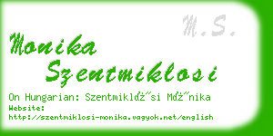 monika szentmiklosi business card